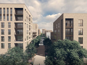 CGI of the Park East new build large scale development providing 320 homes